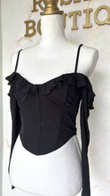 Cargar imagen en el visor de la galería, Corset negro con mangas
